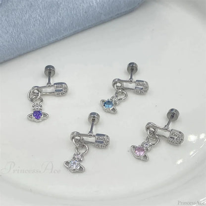 Shiny Saturn 316L Stainless Steel Stud Earring