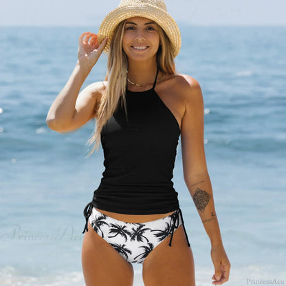 Conjunto de bikini de dos piezas con control de abdomen fruncido