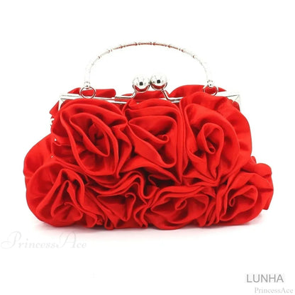 Silk Rose Flower Frame Dinner Clutch Bag