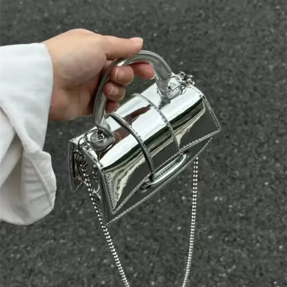 Silver Chic PU Leather Crossbody Handbag