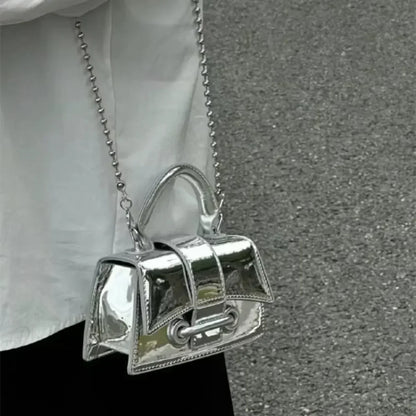 Silver Chic PU Leather Crossbody Handbag
