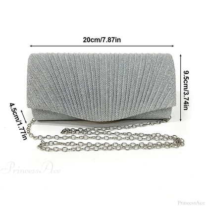Silver Glitter Evening Clutch Wristlet