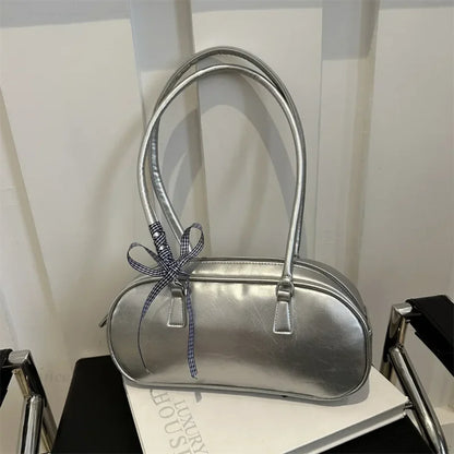 Silver Pillow Crossbody Shoulder Bag