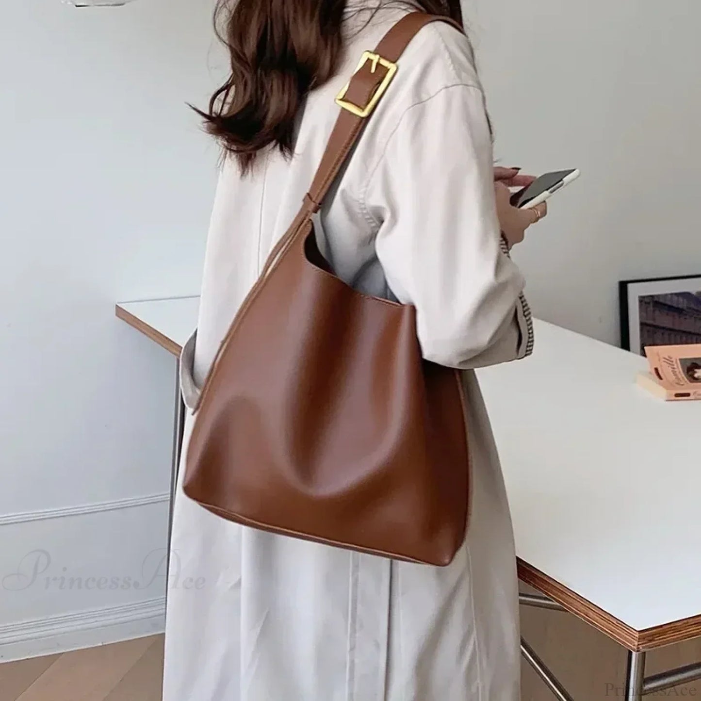 Silver Pleated Drawstring Shoulder Bag