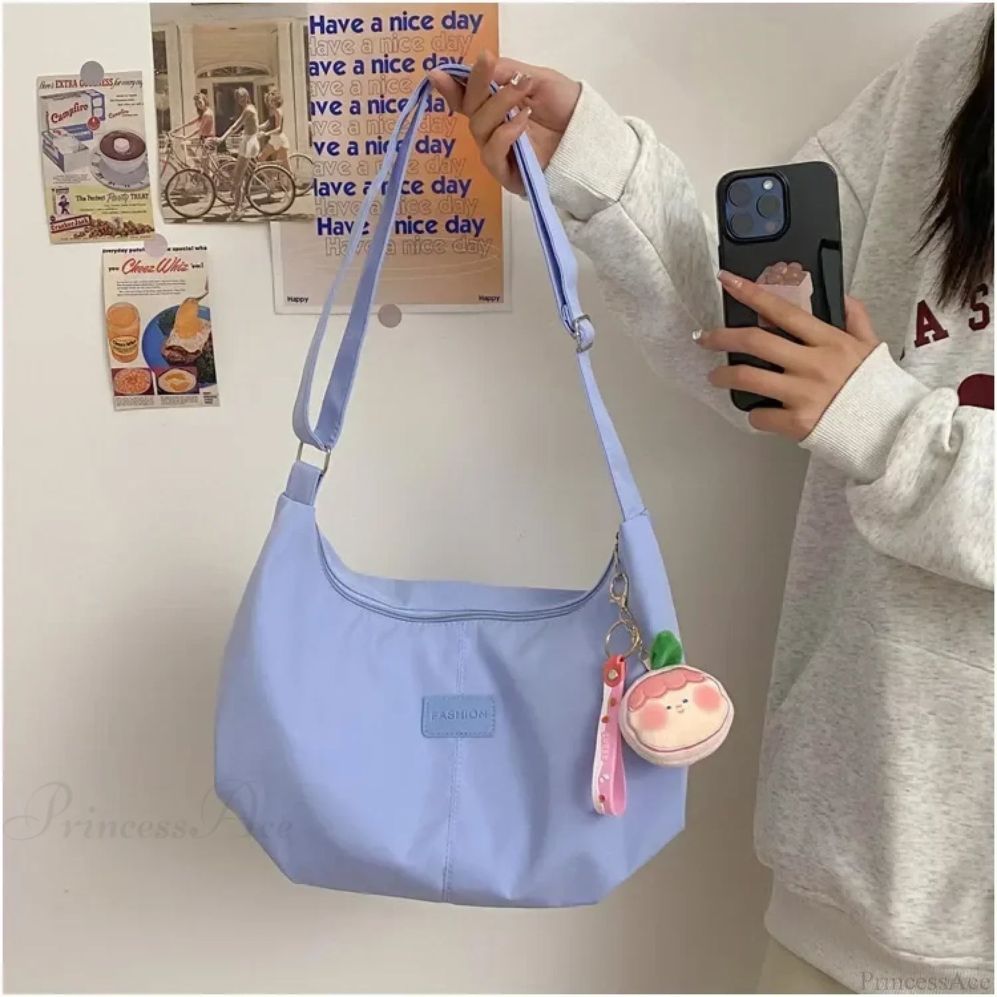Simple College Style Nylon Large Crossbody