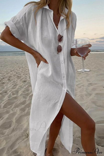 Simple Concept Stylish Maxi Shirt Dress