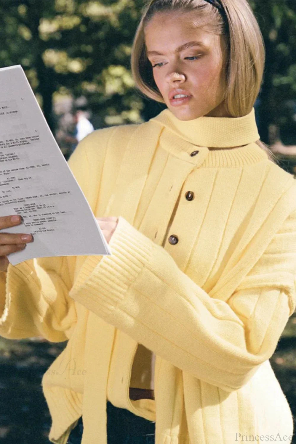 Simple Solid Rib Crewneck Oversized Cardigan Sweater