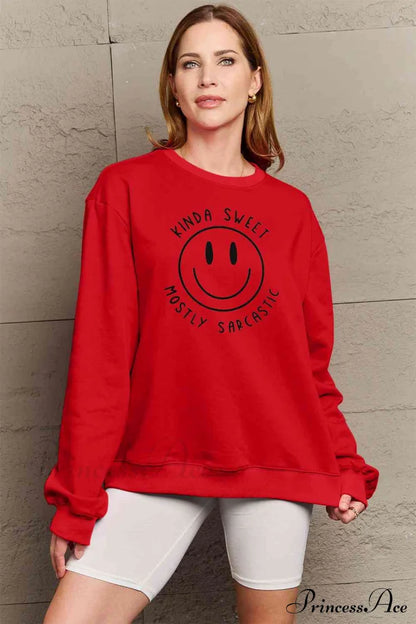 Size Full Face - Smiling Simply Graphic Sweatshirt Love