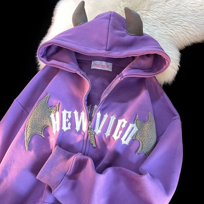 Skeleton Printed Zipper Hoodie