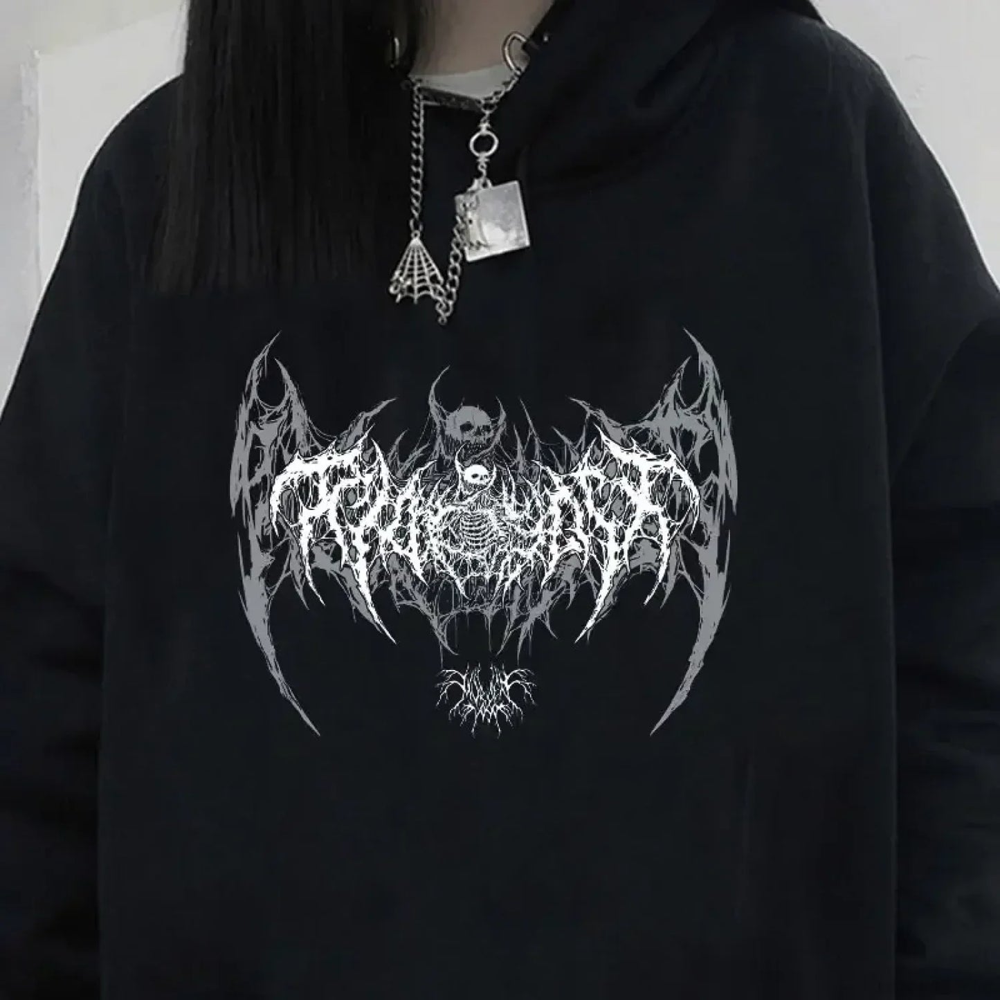 Skull Graphic Long Sleeve Hoodie