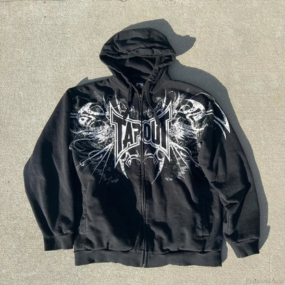 Skull Graphic Zipper Hoodie