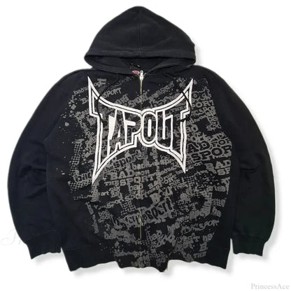 Skull Graphic Zipper Hoodie