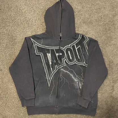 Skull Graphic Zipper Hoodie