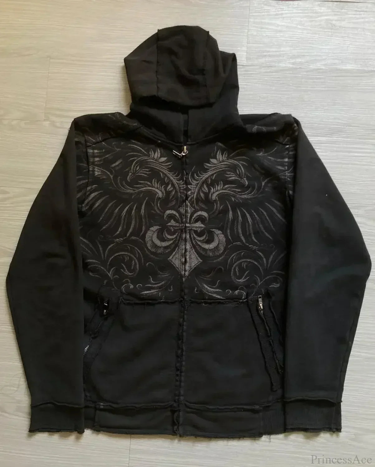Skull Patchwork Zipper Hoodie