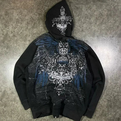 Skull Patchwork Zipper Hoodie