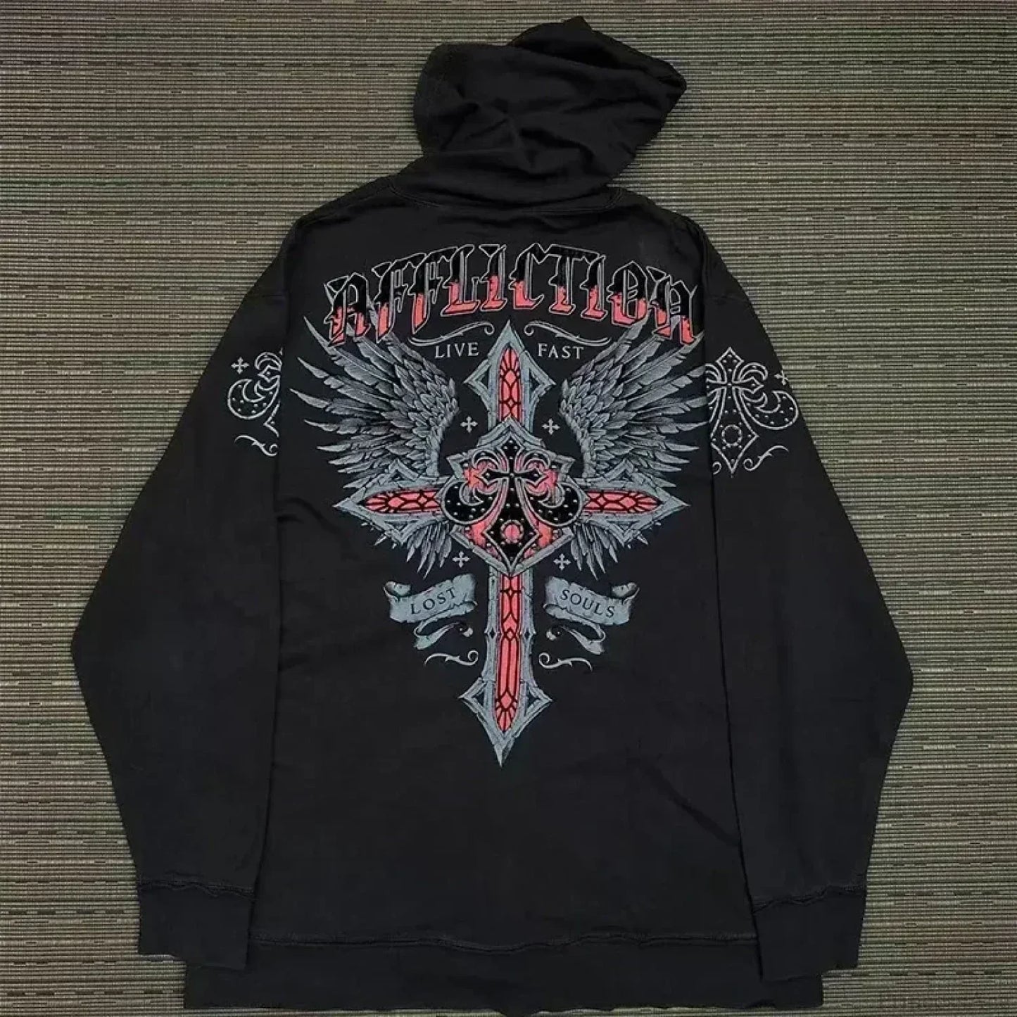 Skull Print Hooded Sweatshirt