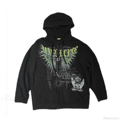 Skull Print Hooded Sweatshirt