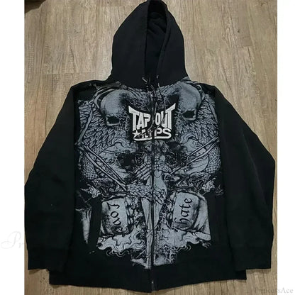 Skull Print Hooded Sweatshirt