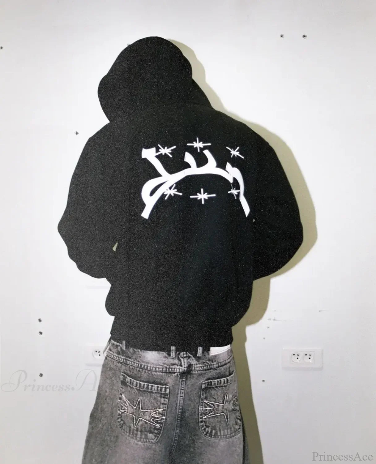 Skull Print Hooded Sweatshirt