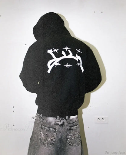 Skull Print Hooded Sweatshirt