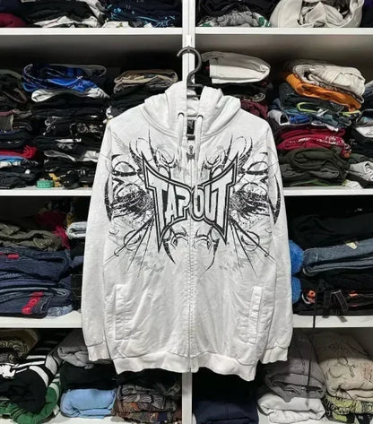 Skull Print Hooded Sweatshirt
