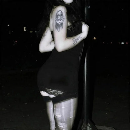 Skull Print Straps Tiny Dress