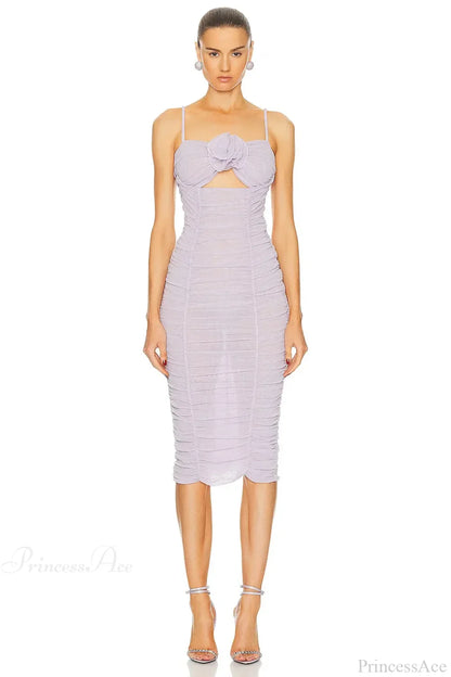 Sleeveless Halter Mesh Evening Party Dress