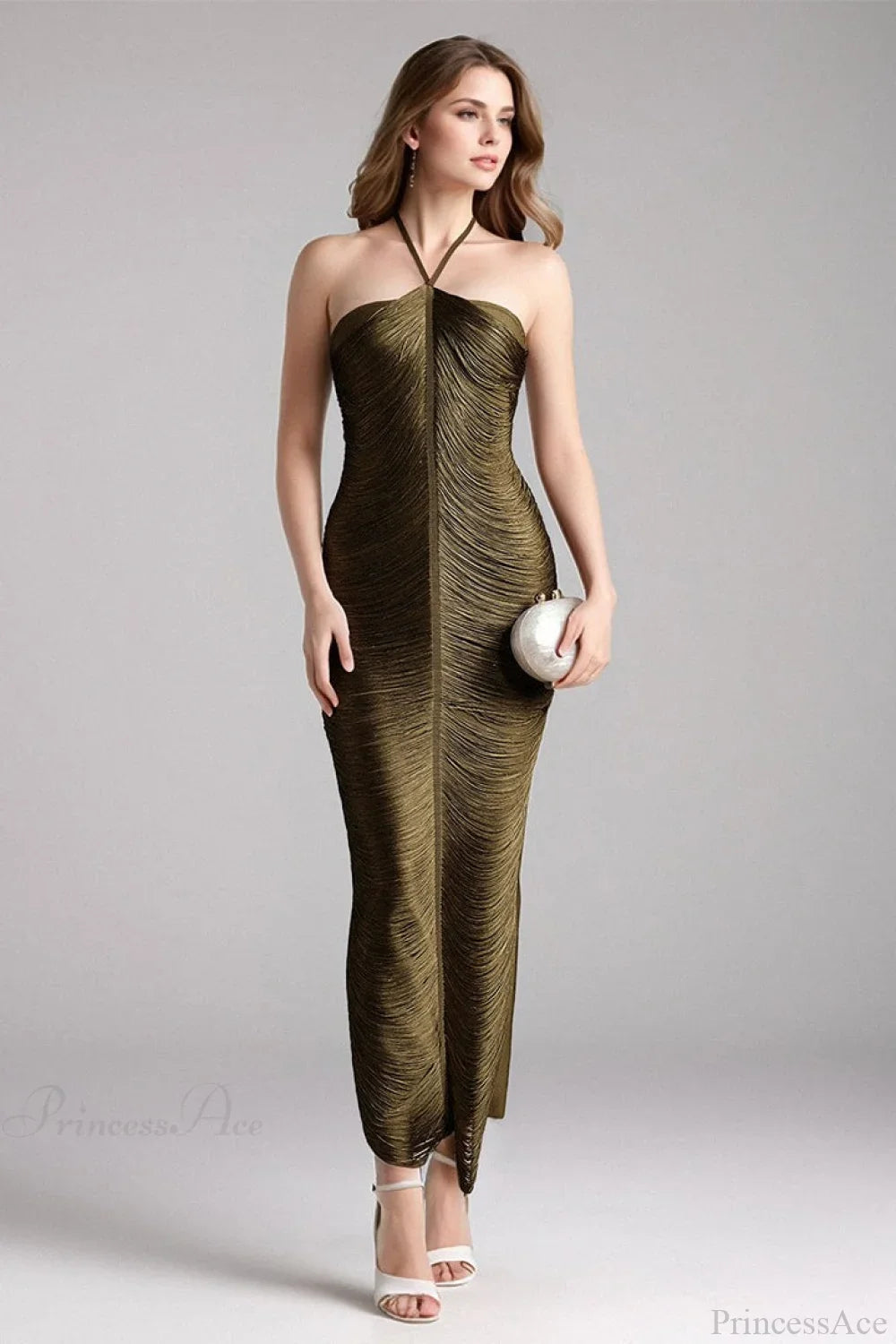 Sleeveless Halter Tassel Fitted Evening Dress