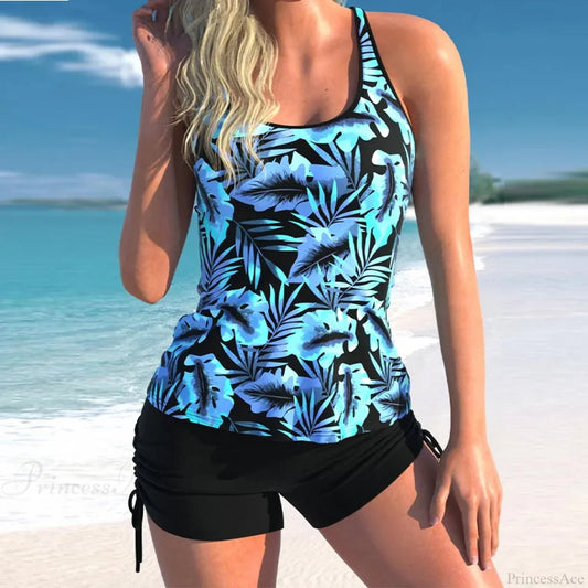 Sleeveless Vest Shorts Print Two Piece Set