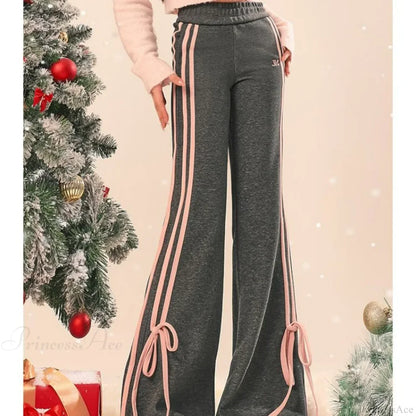 Slim Casual Gray Sports Flared Pants