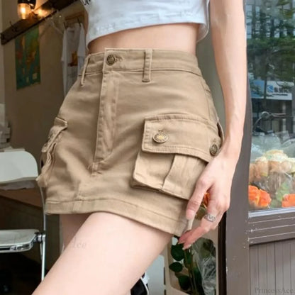 Slip Denim High Waist Skirt