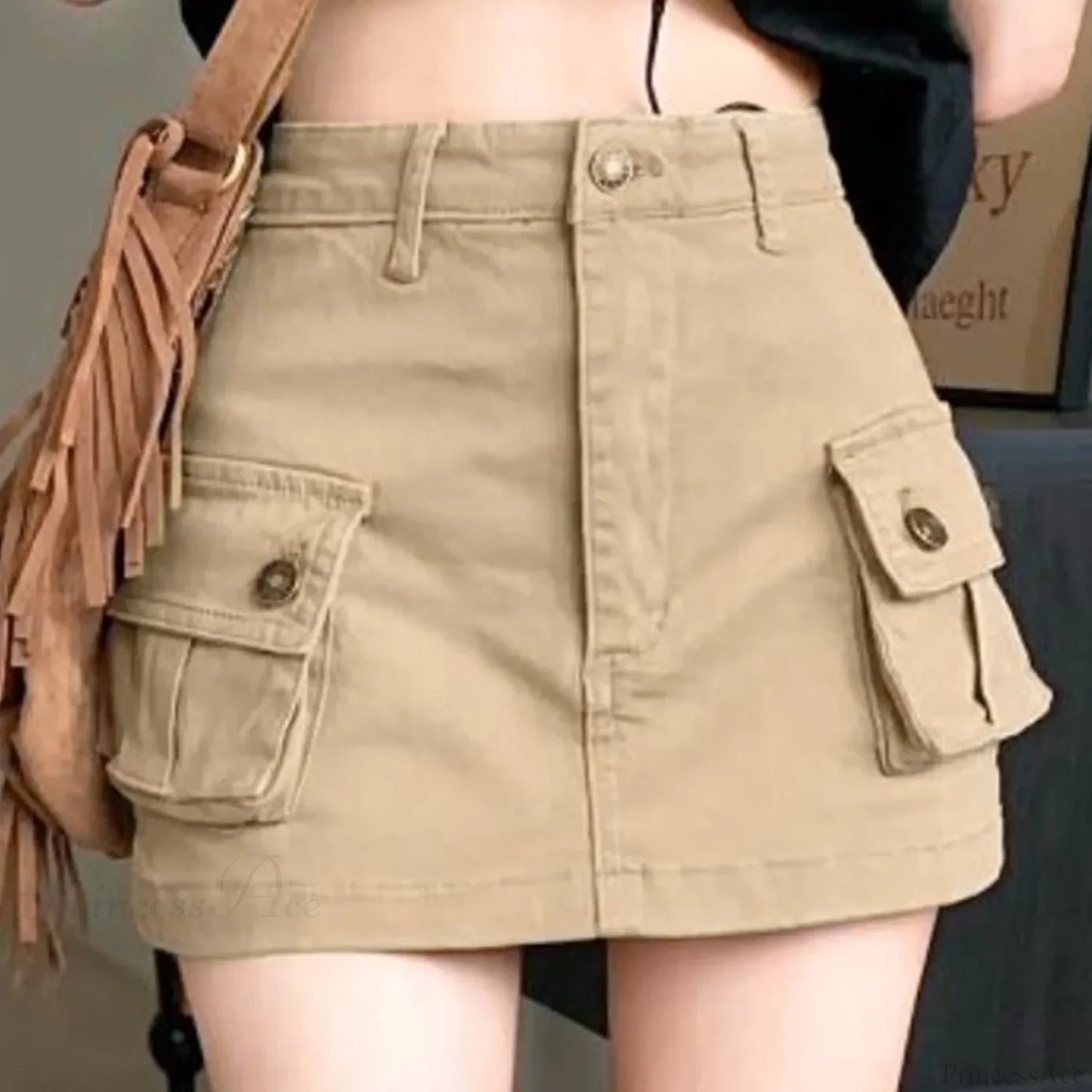 Slip Denim High Waist Skirt