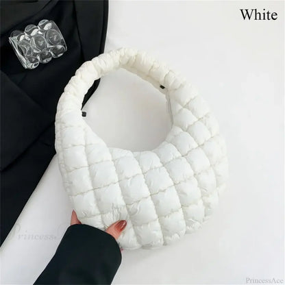 Small Quilted Tote Cotton Padded Shoulder Handbag