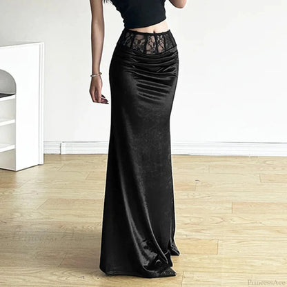 Soft Trumpet Lace Patchwork Skirt
