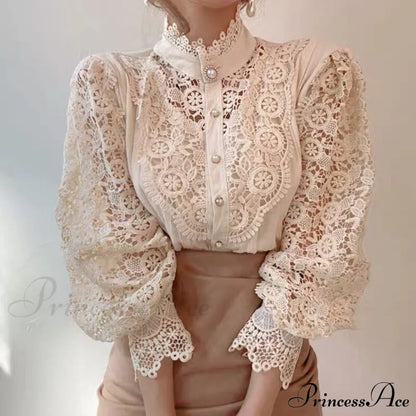 Solid Button Stand Collar Plus Size Blouse