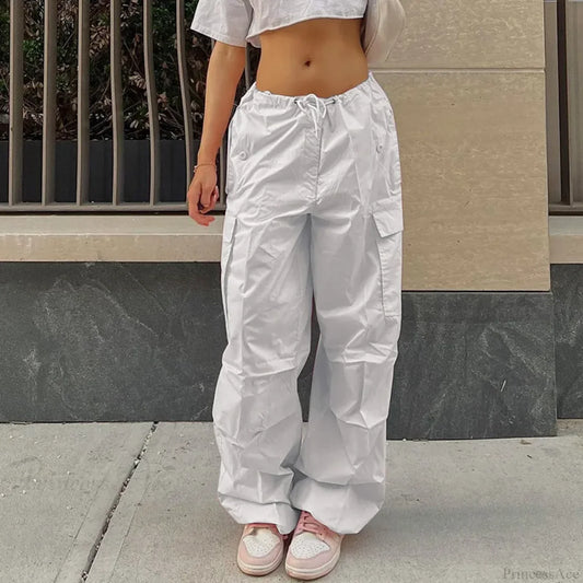Solid Cargo Streetwear Slim Drawstring Pant