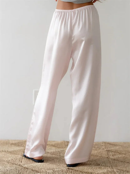 Solid Color Lounge Elastic Waist Pull-On Pant
