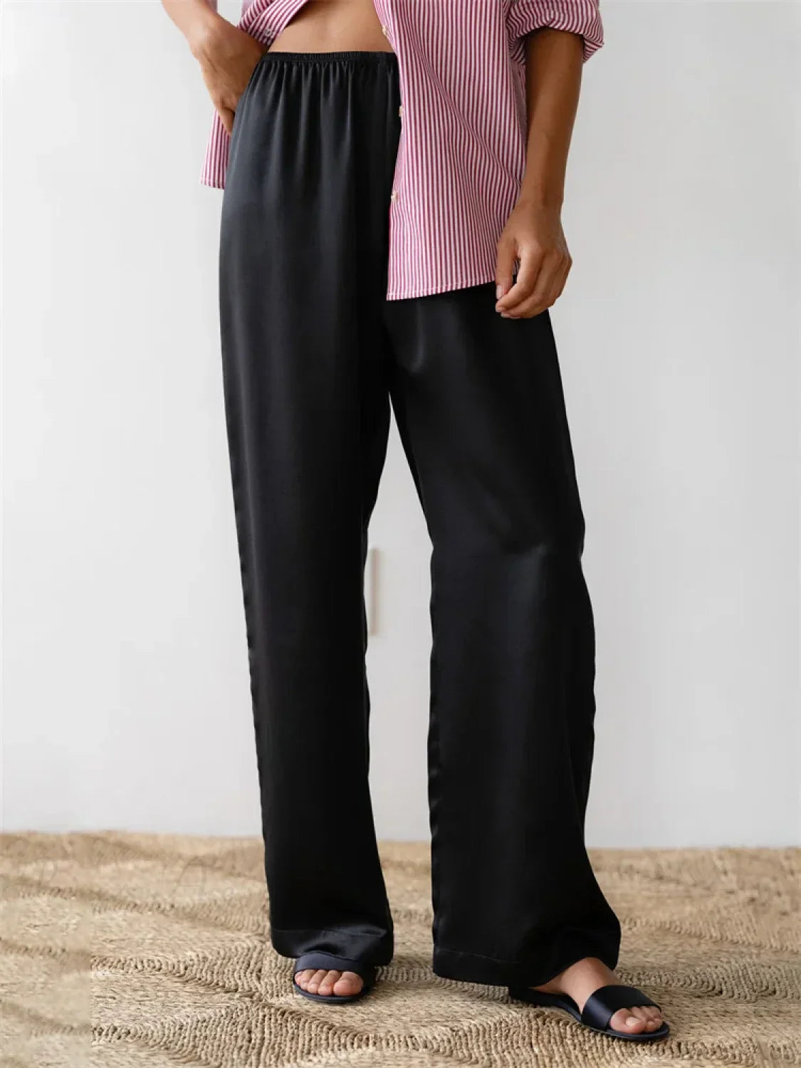 Solid Color Lounge Elastic Waist Pull-On Pant
