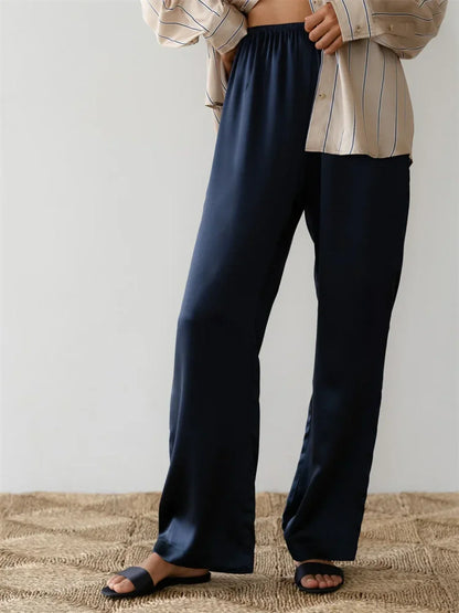 Solid Color Lounge Elastic Waist Pull-On Pant