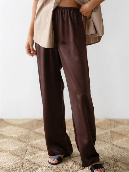 Solid Color Lounge Elastic Waist Pull-On Pant