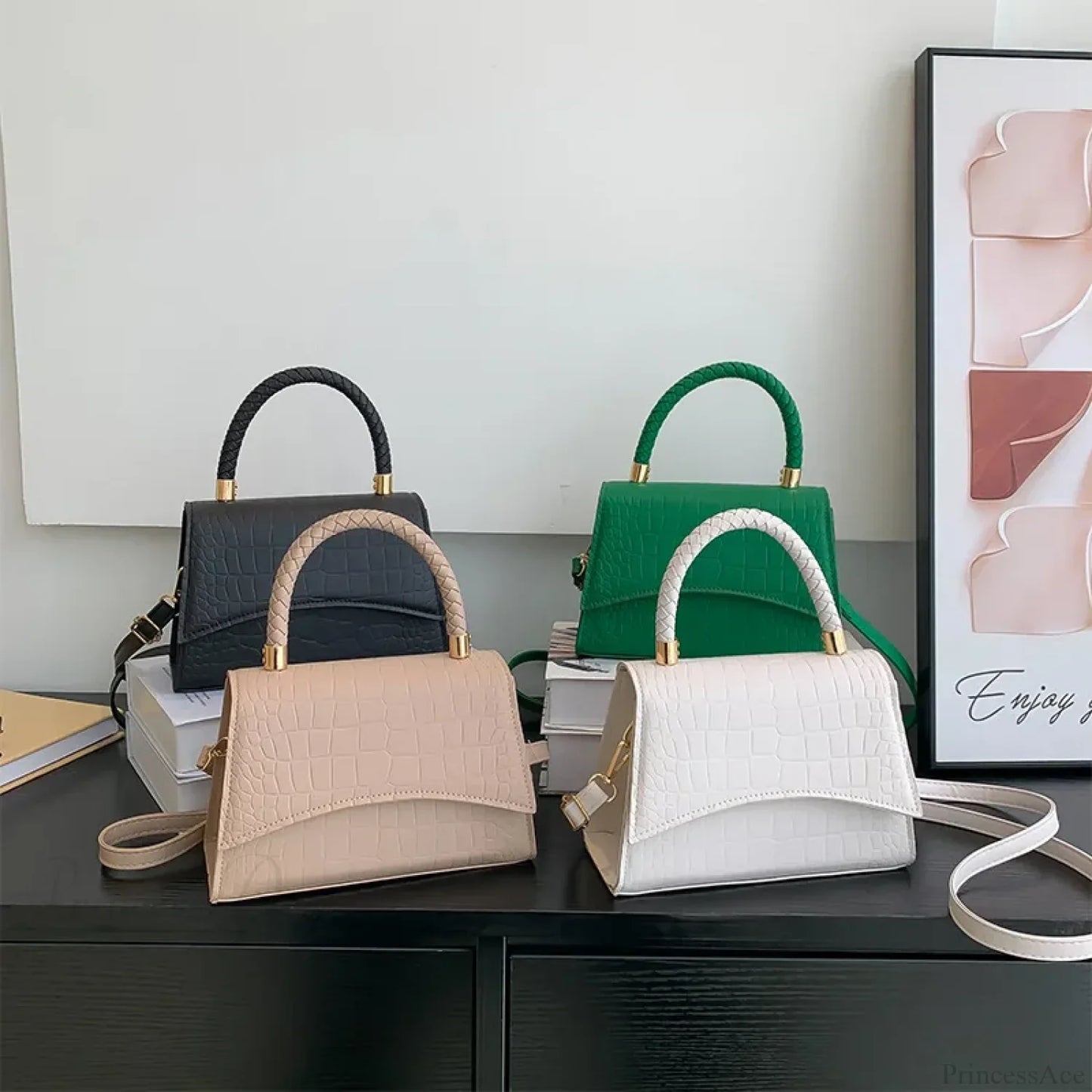 Solid Color PU Leather Designer Crossbody Handbag