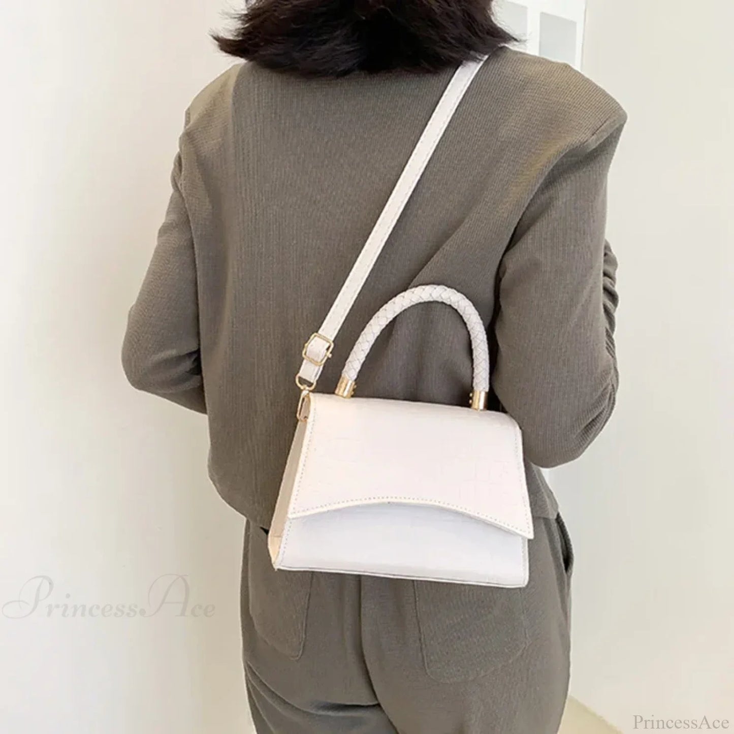 Solid Color PU Leather Designer Crossbody Handbag