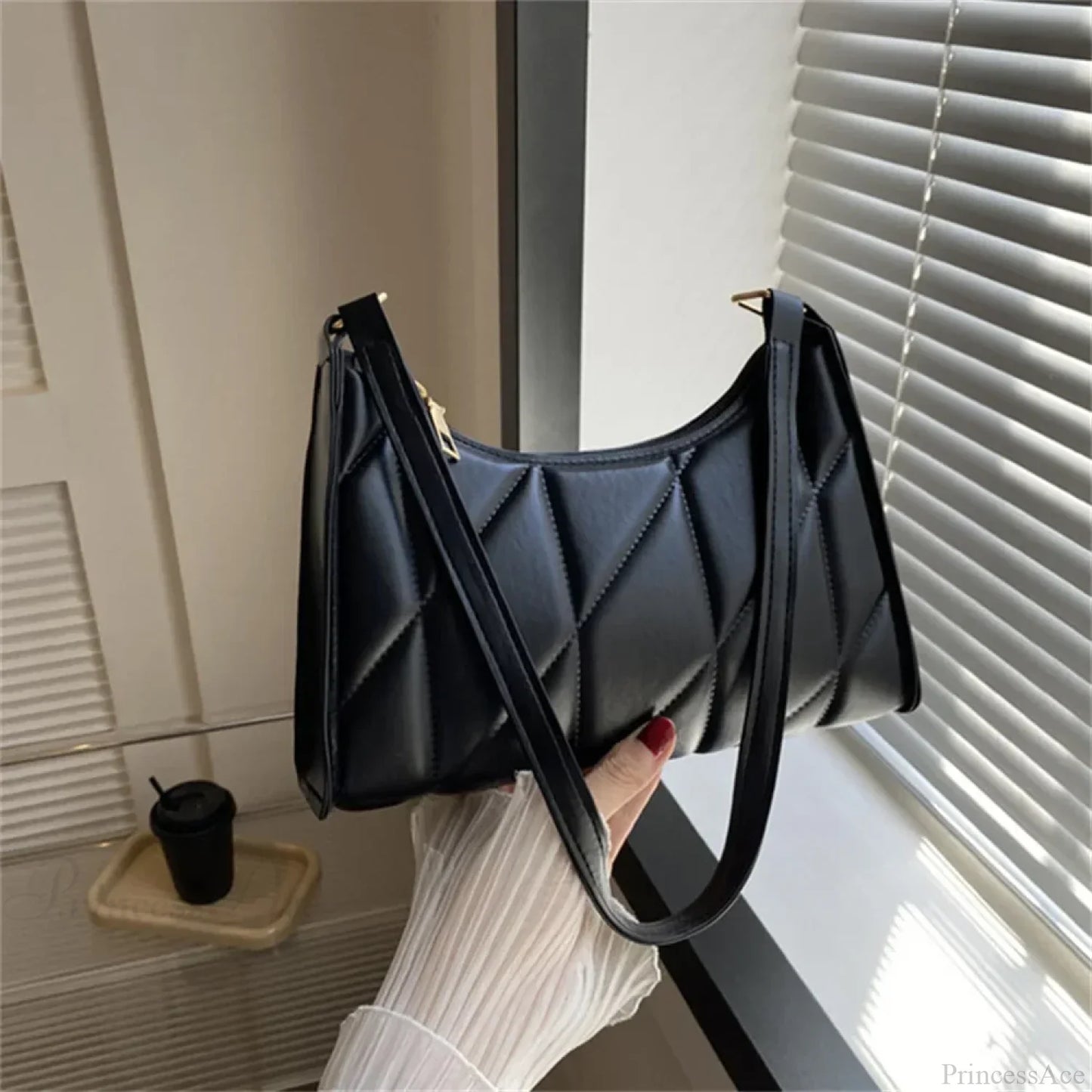 Solid Color PU Leather Underarm Crossbody
