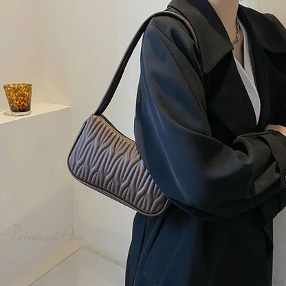 Solid Color PU Leather Women Shoulder Bag