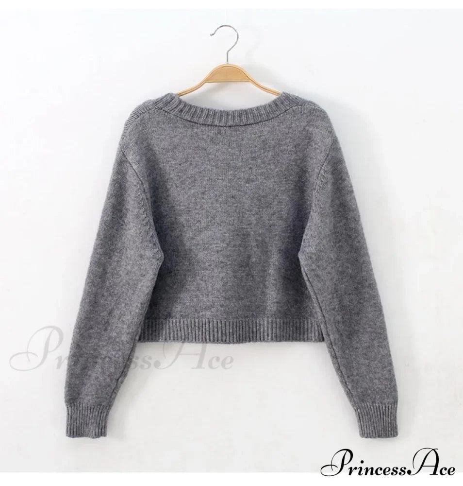 Solid Color Single-breasted Knit Cardigan