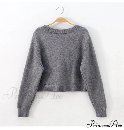 Solid Color Single-breasted Knit Cardigan