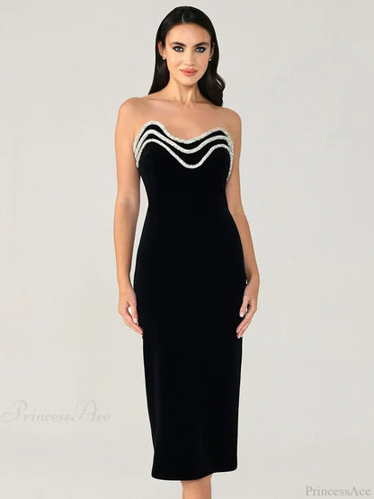 Solid Color Strapless Bodycon Party Dress