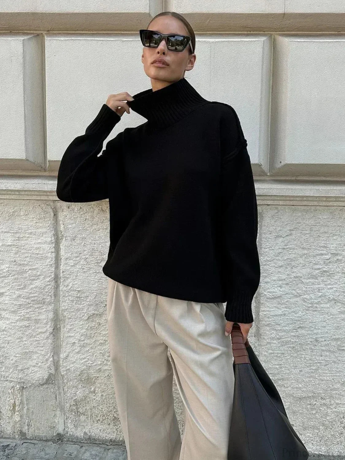 Solid Color Turtleneck Thick Loose Sweater
