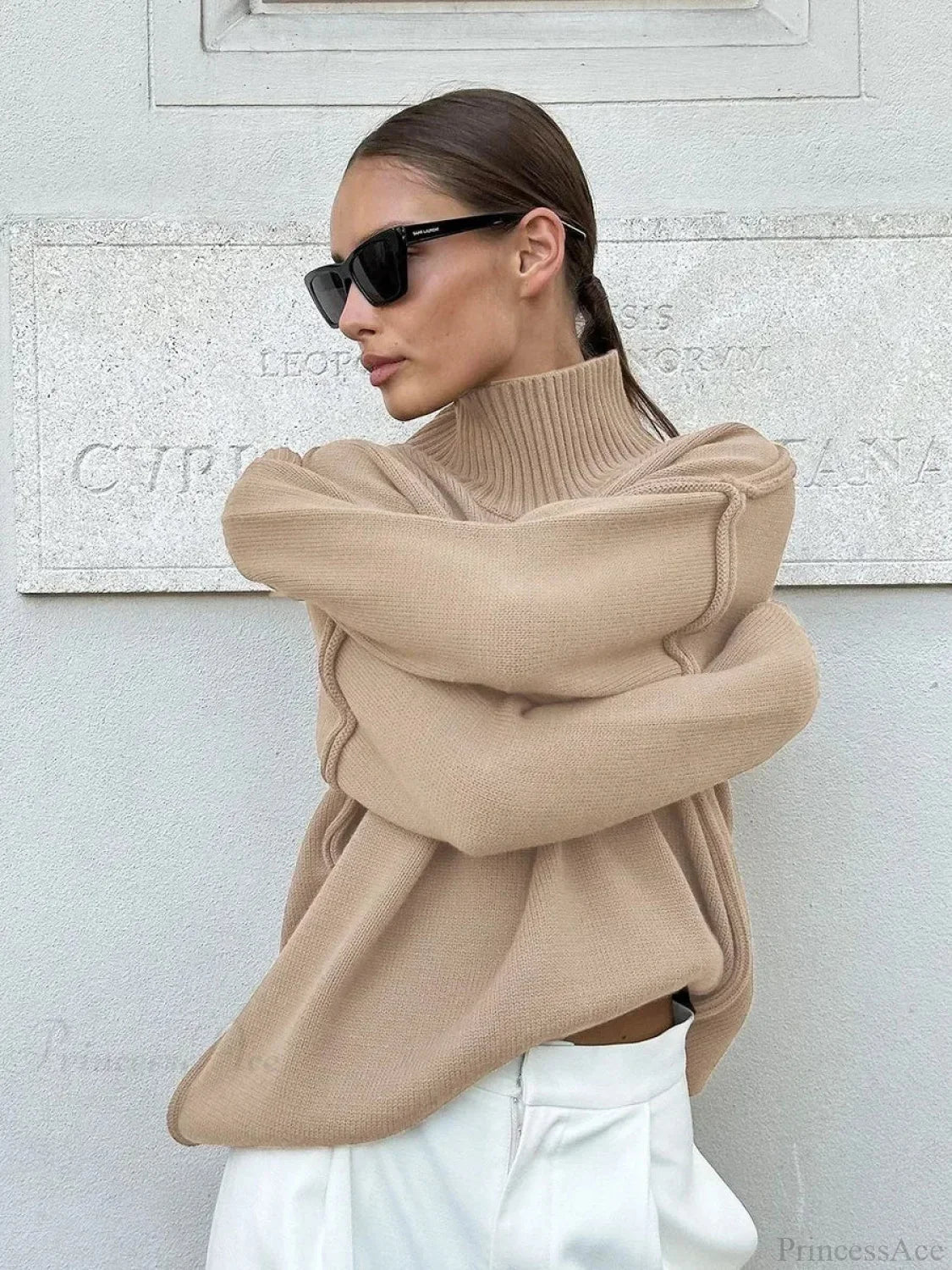 Solid Color Turtleneck Thick Loose Sweater