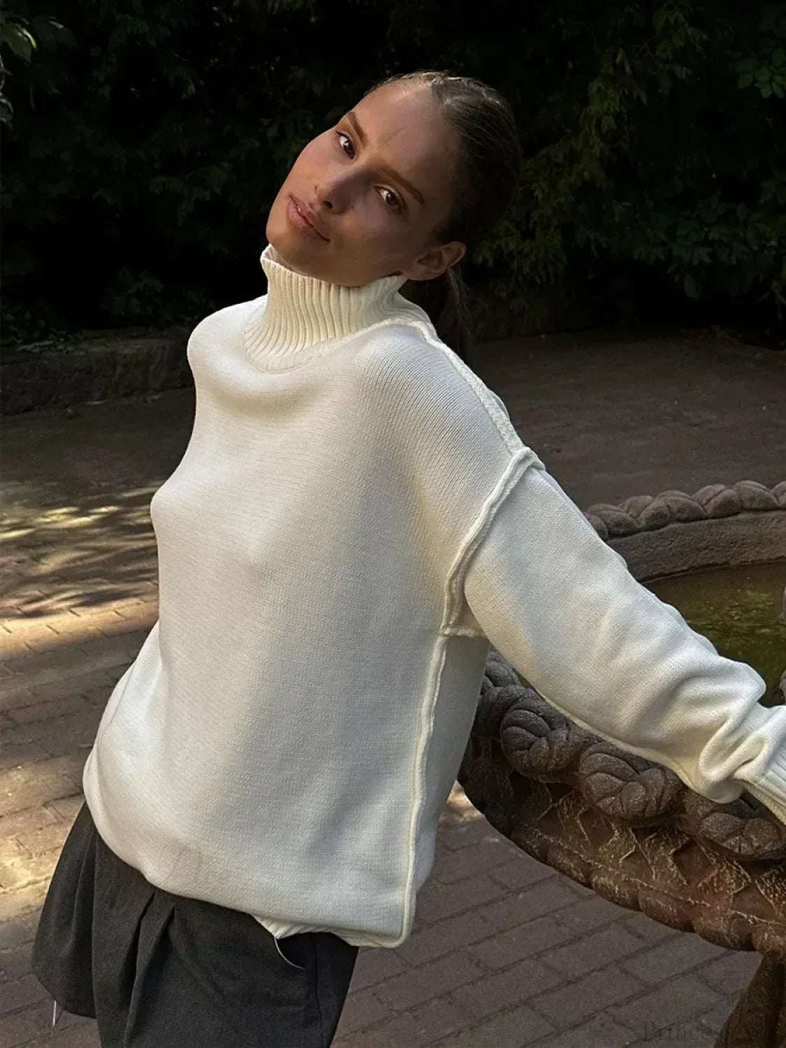 Solid Color Turtleneck Thick Loose Sweater